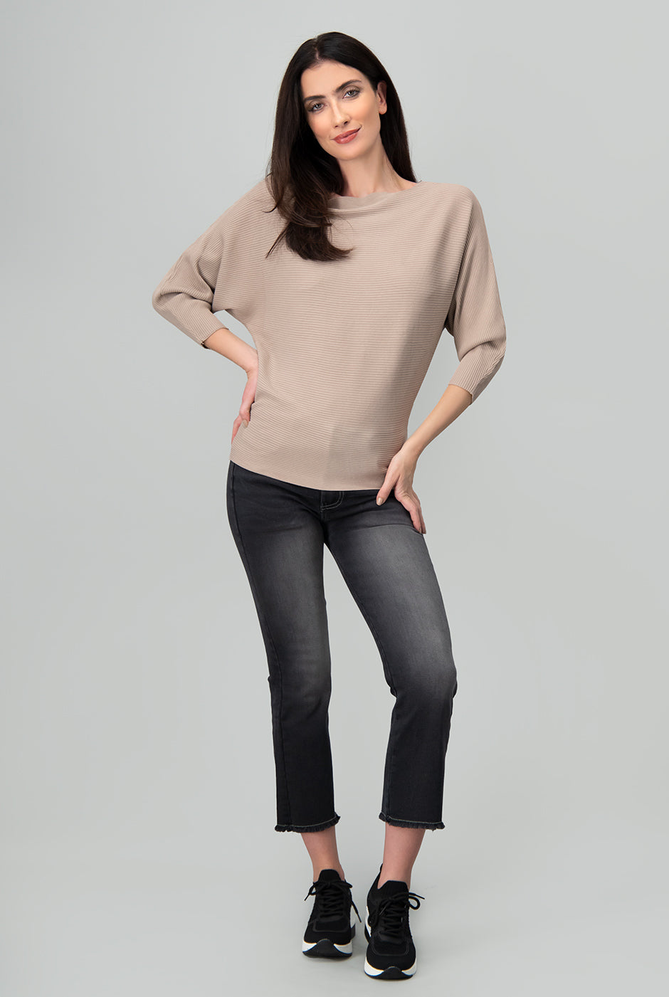 Blusa canale manga 3/4  kimono Beige