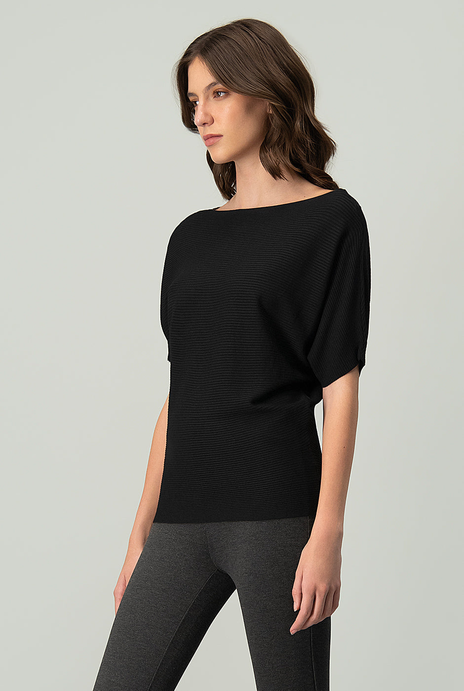 Blusa básica manga corta Negro