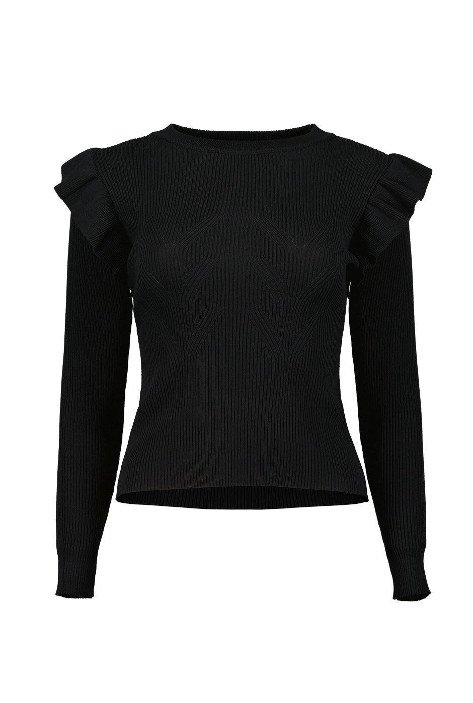 Blusa manga larga con plisado en sisa Negro