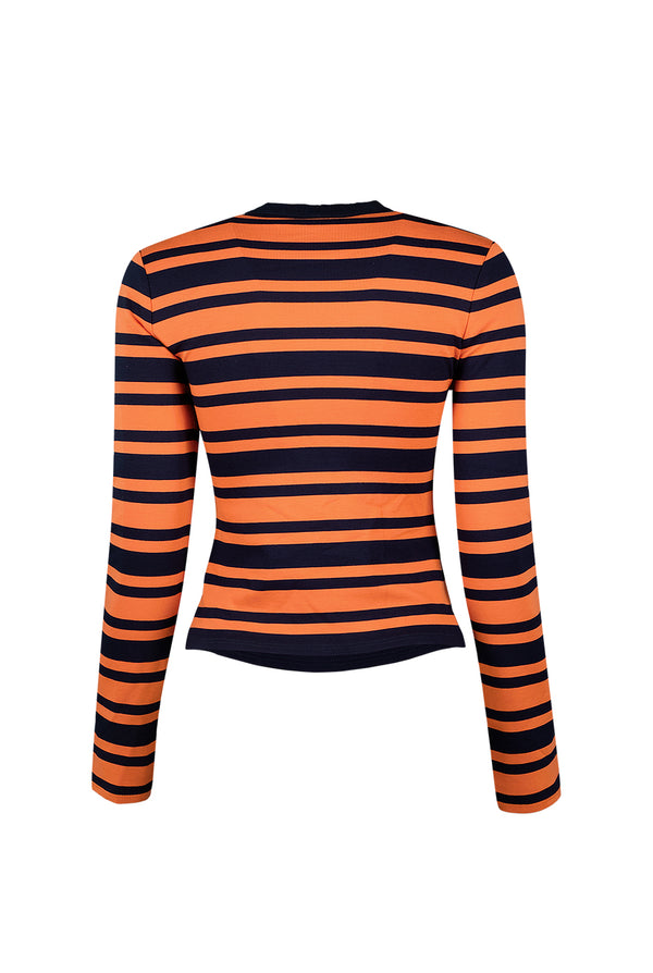 Blusa recta de manga larga con estampado de rayas