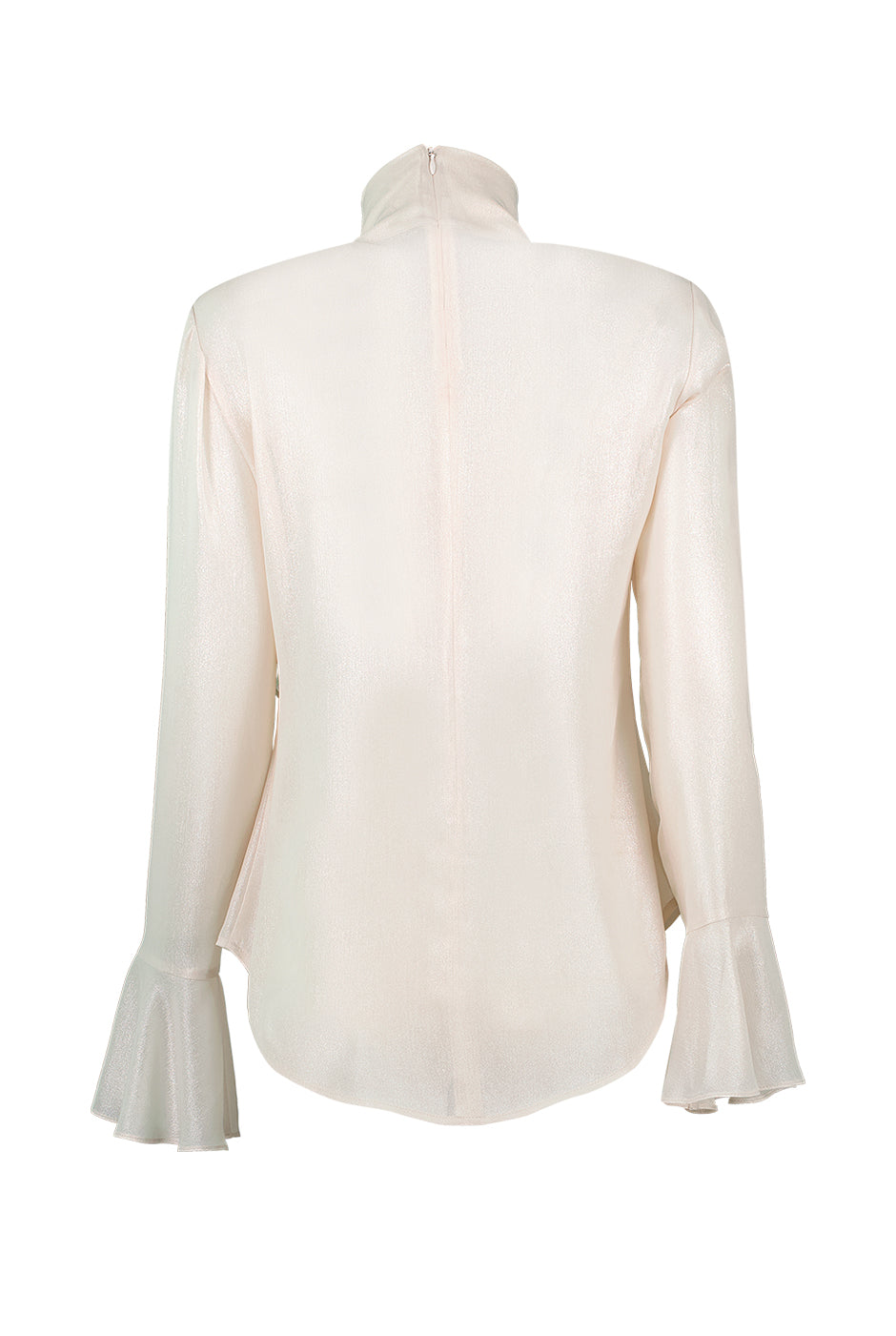 Blusa de manga larga con cintas en cuello para amarre