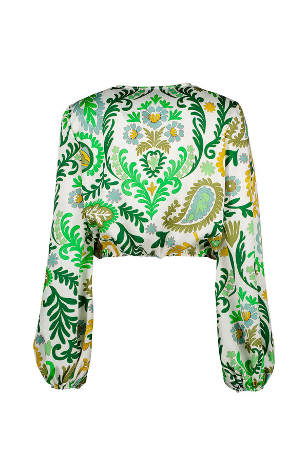 Blusa de manga larga amplia y escote en V