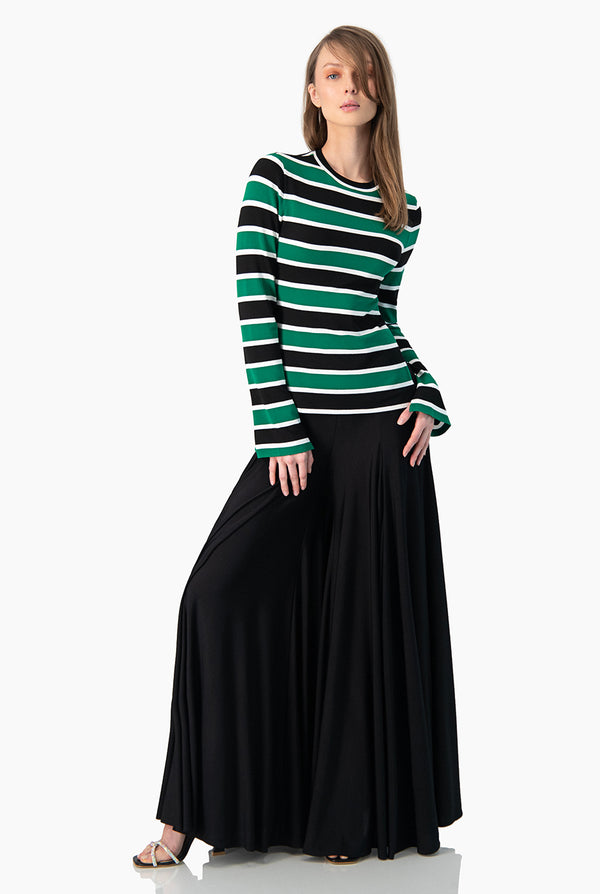 Blusa recta de manga larga y cuello redondo