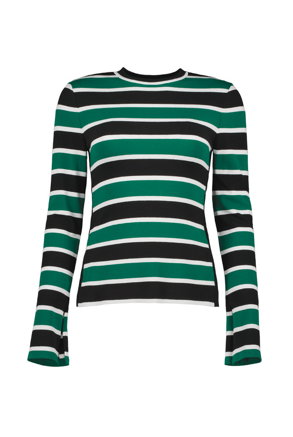 Blusa recta de manga larga y cuello redondo