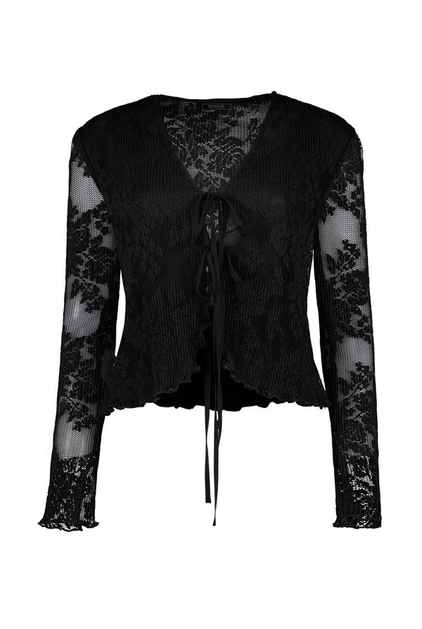 Blusa de manga larga con amarre en el pecho