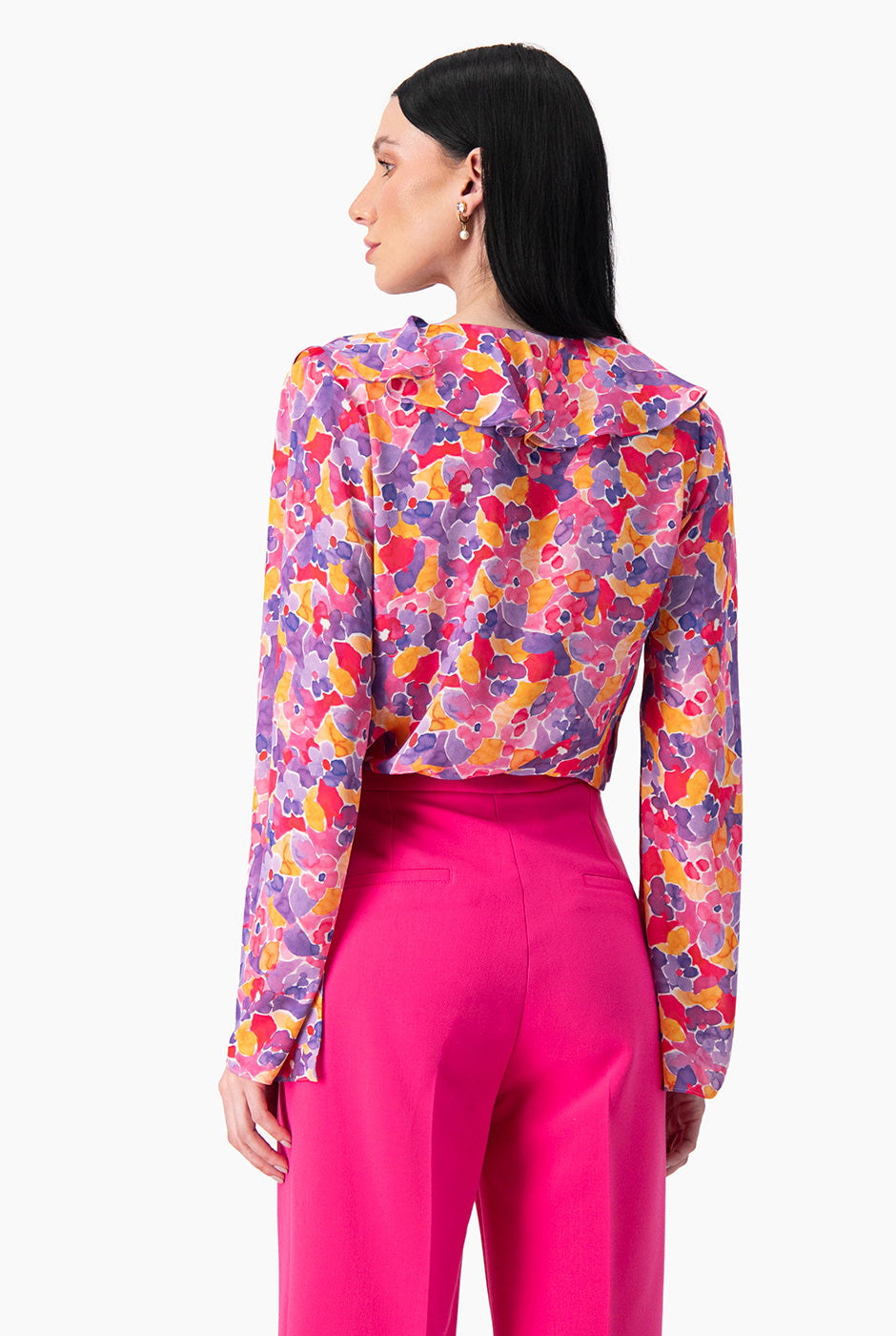 Blusa de manga larga acampanada con aberturas