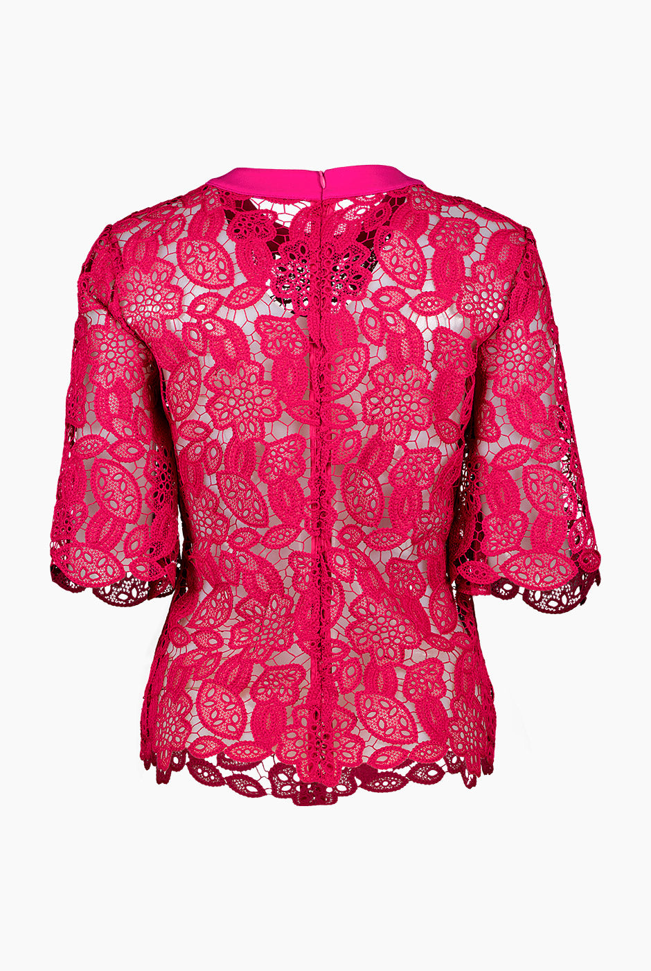 Blusa recta con transparencias y cuello redondo
