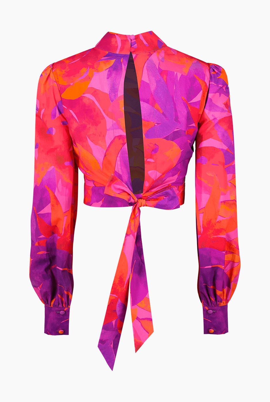 Blusa corta de manga larga con puños y cuello alto