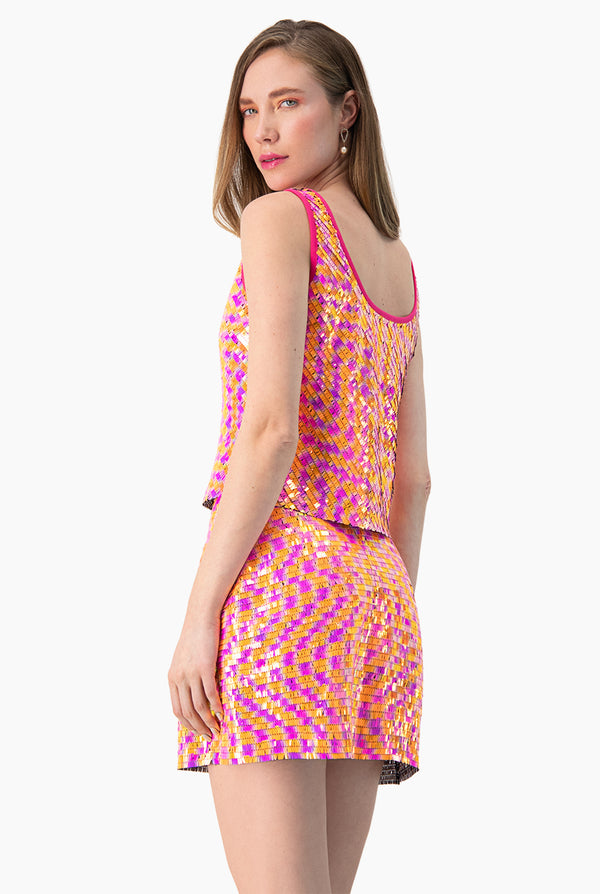 Blusa corta de lentejuela sin mangas