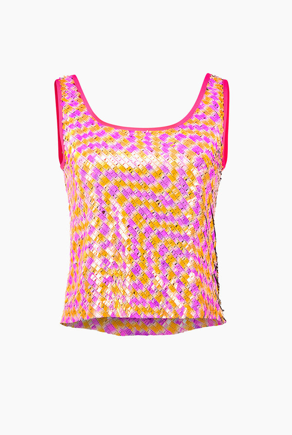 Blusa corta de lentejuela sin mangas