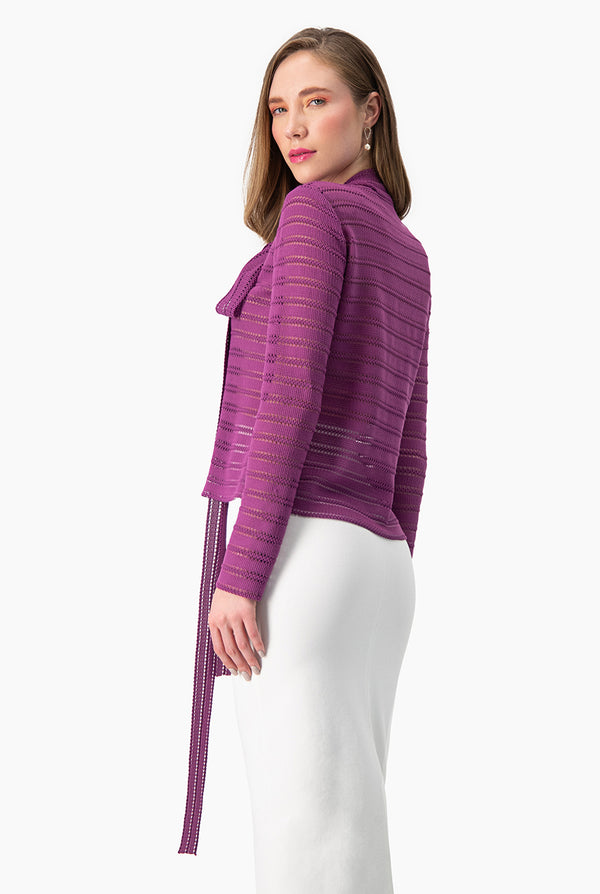 Blusa morada de manga larga tejida