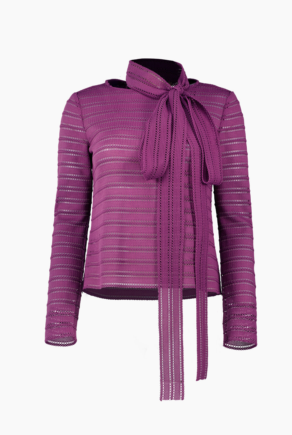 Blusa morada de manga larga tejida