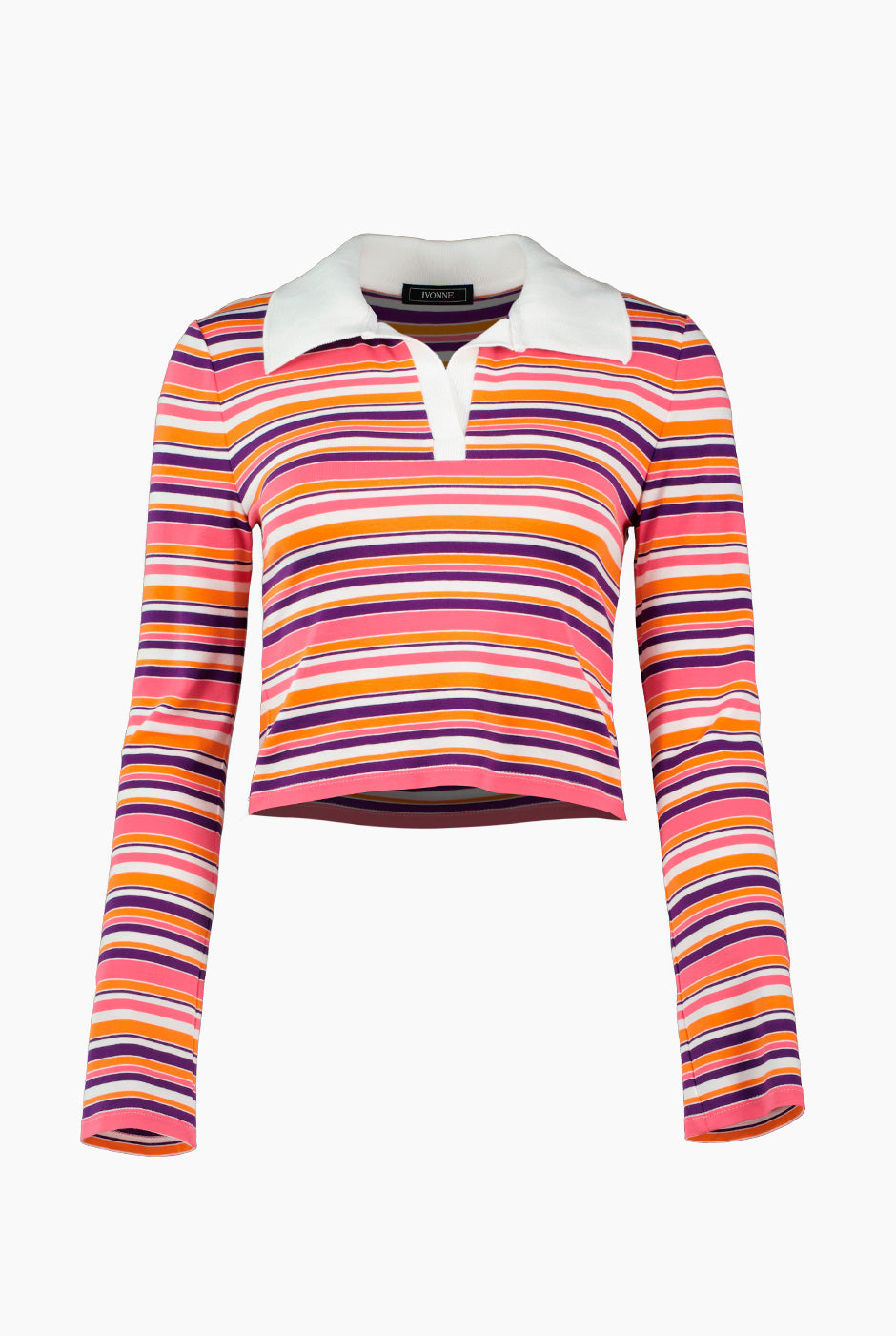 Blusa corta de manga larga y cuello en cardigan