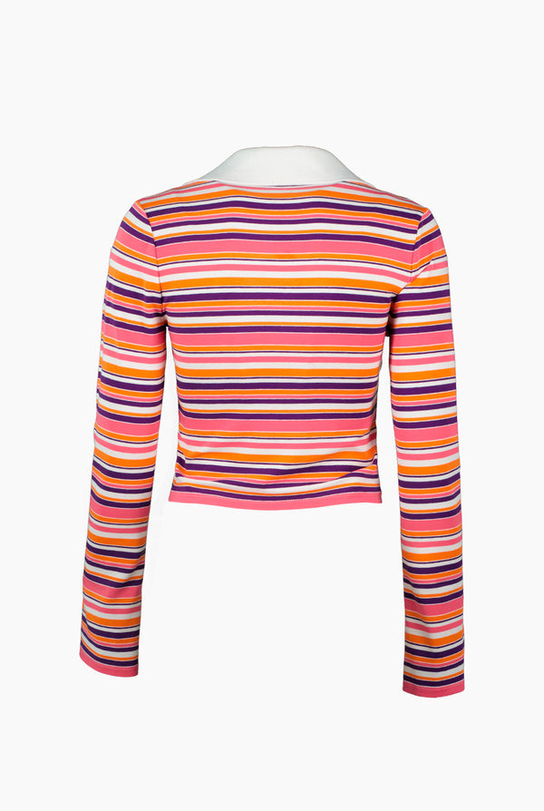 Blusa corta de manga larga y cuello en cardigan