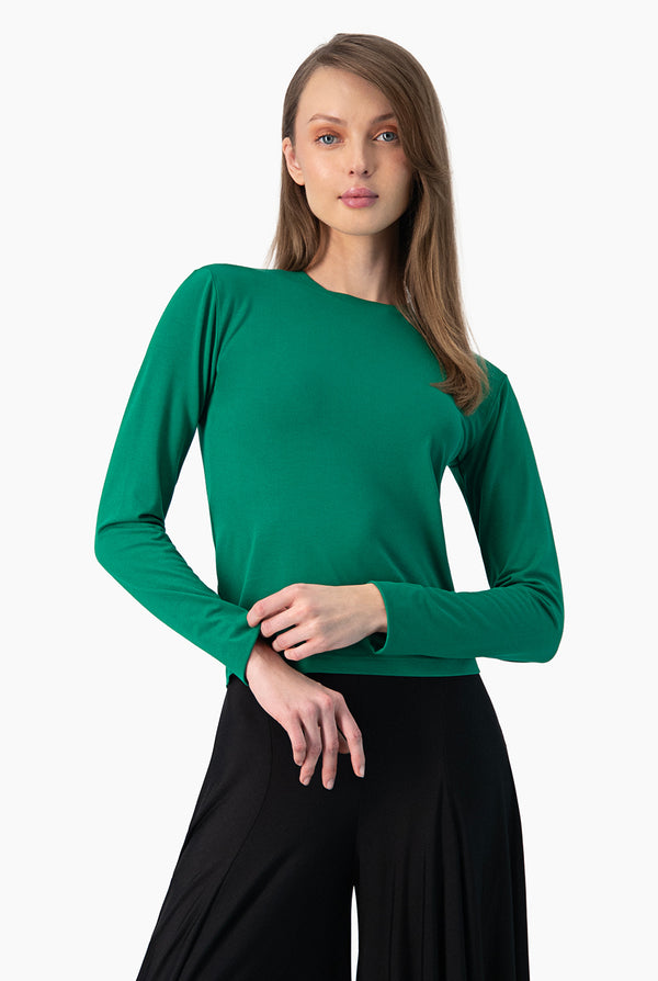 Playera basica de manga larga verde