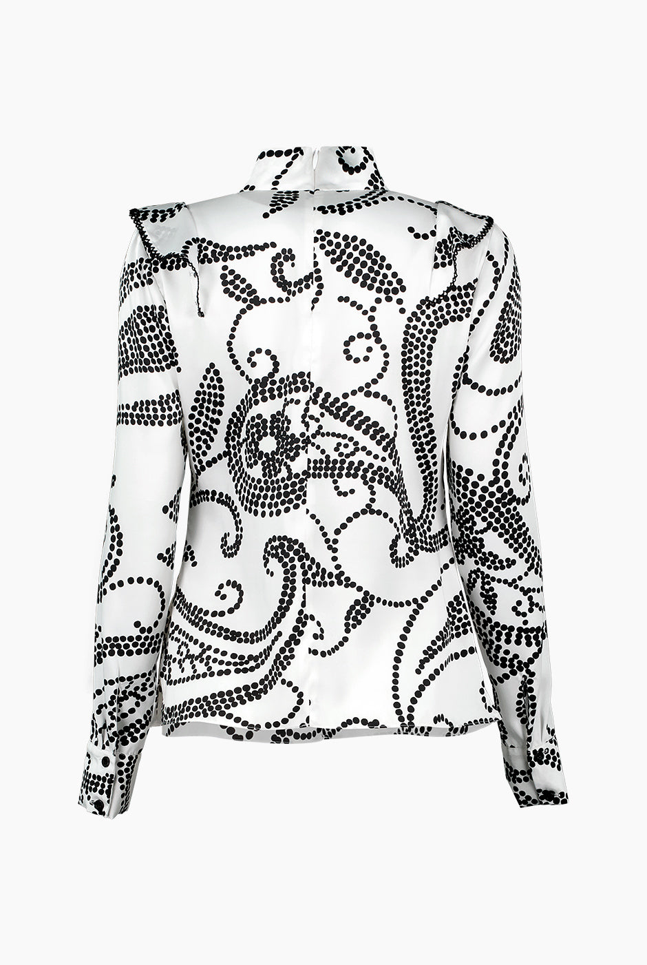 Blusa de manga larga con escarolas y escote en V