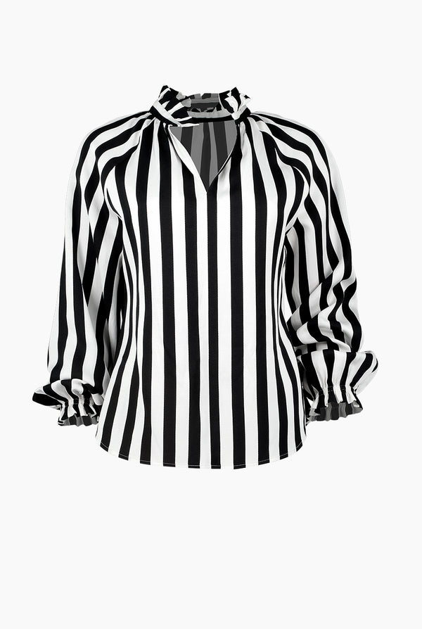 Blusa de escote en V y cuello alto