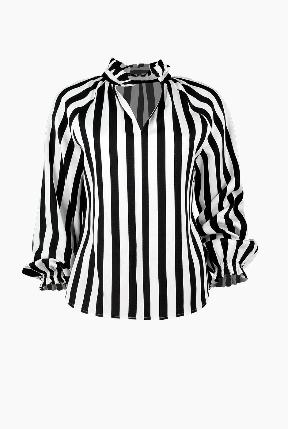 Blusa de escote en V y cuello alto