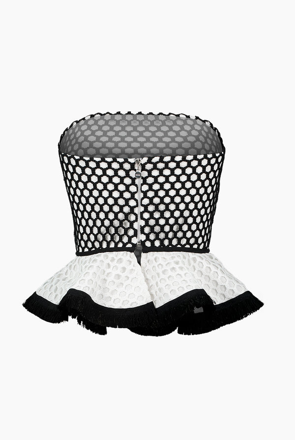 Blusa tipo bustier de tela red