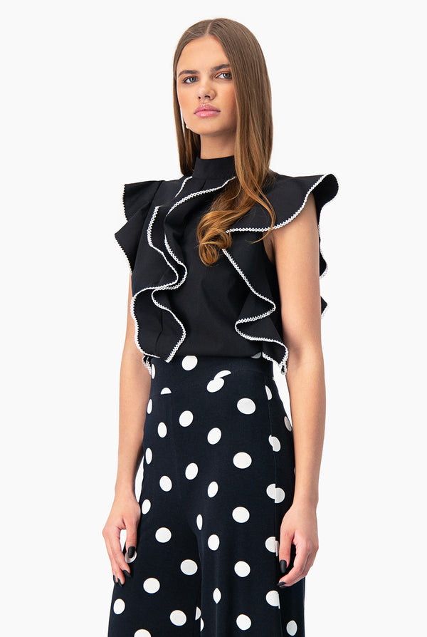 Blusa recta sin mangas y cuello redondo