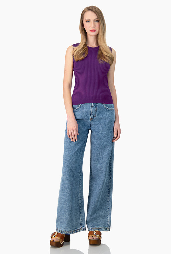 Blusa sin mangas color magenta