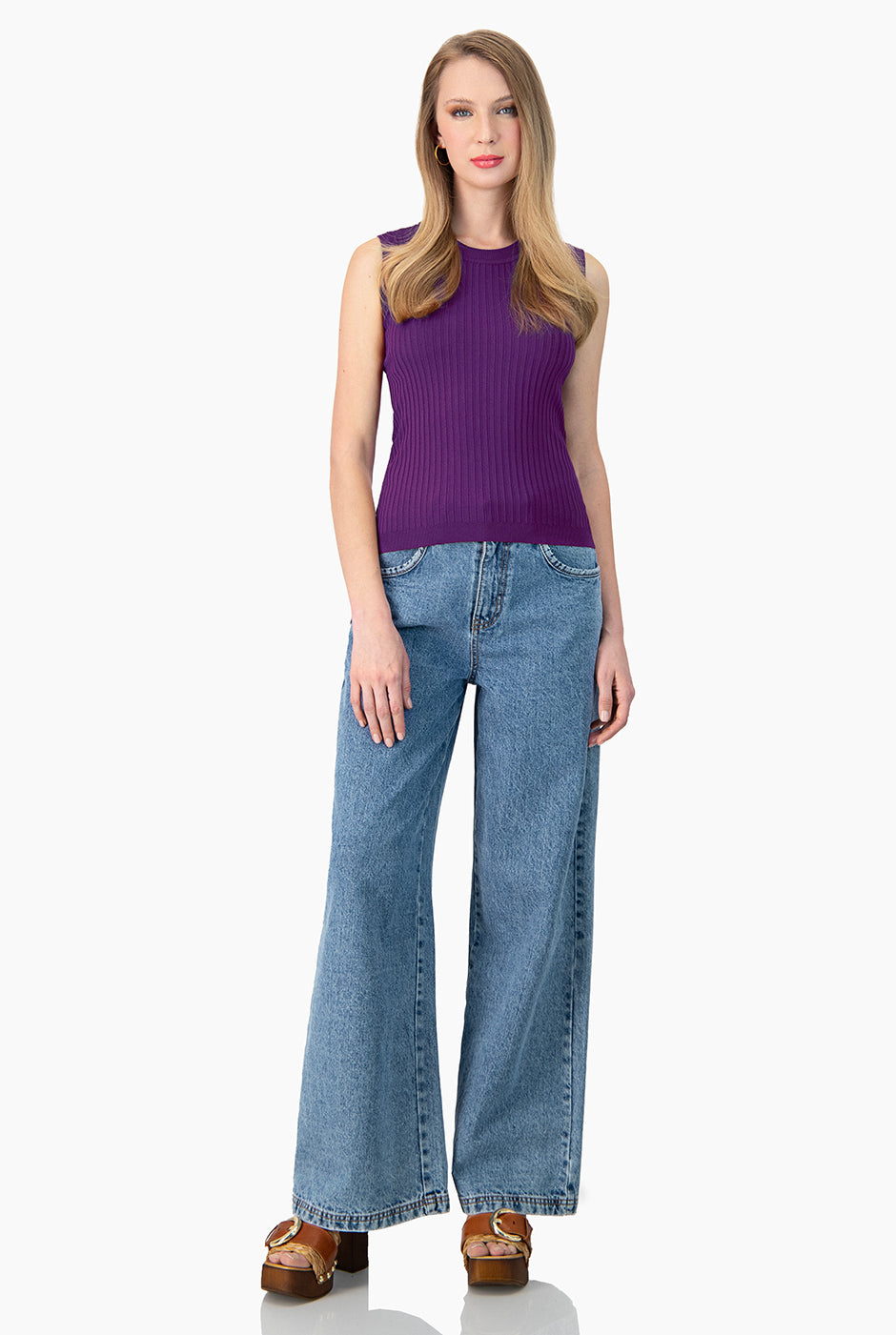 Blusa sin mangas color magenta