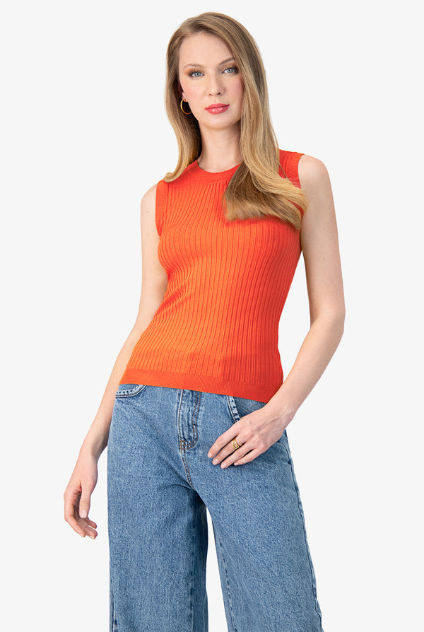 Blusa sin mangas color naranja