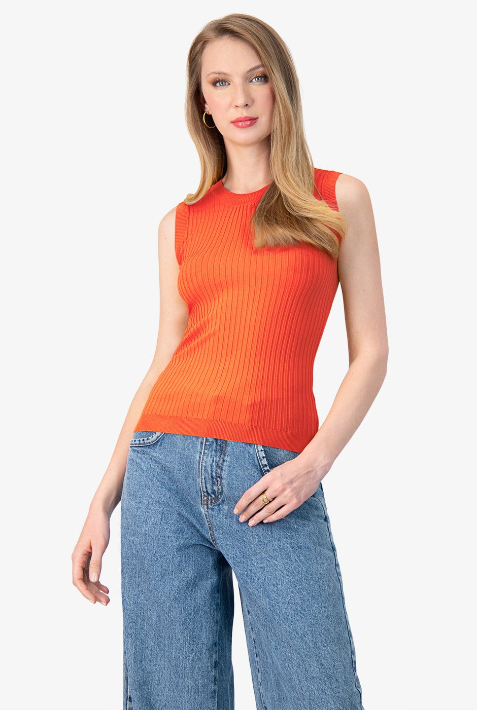 Blusa sin mangas color naranja