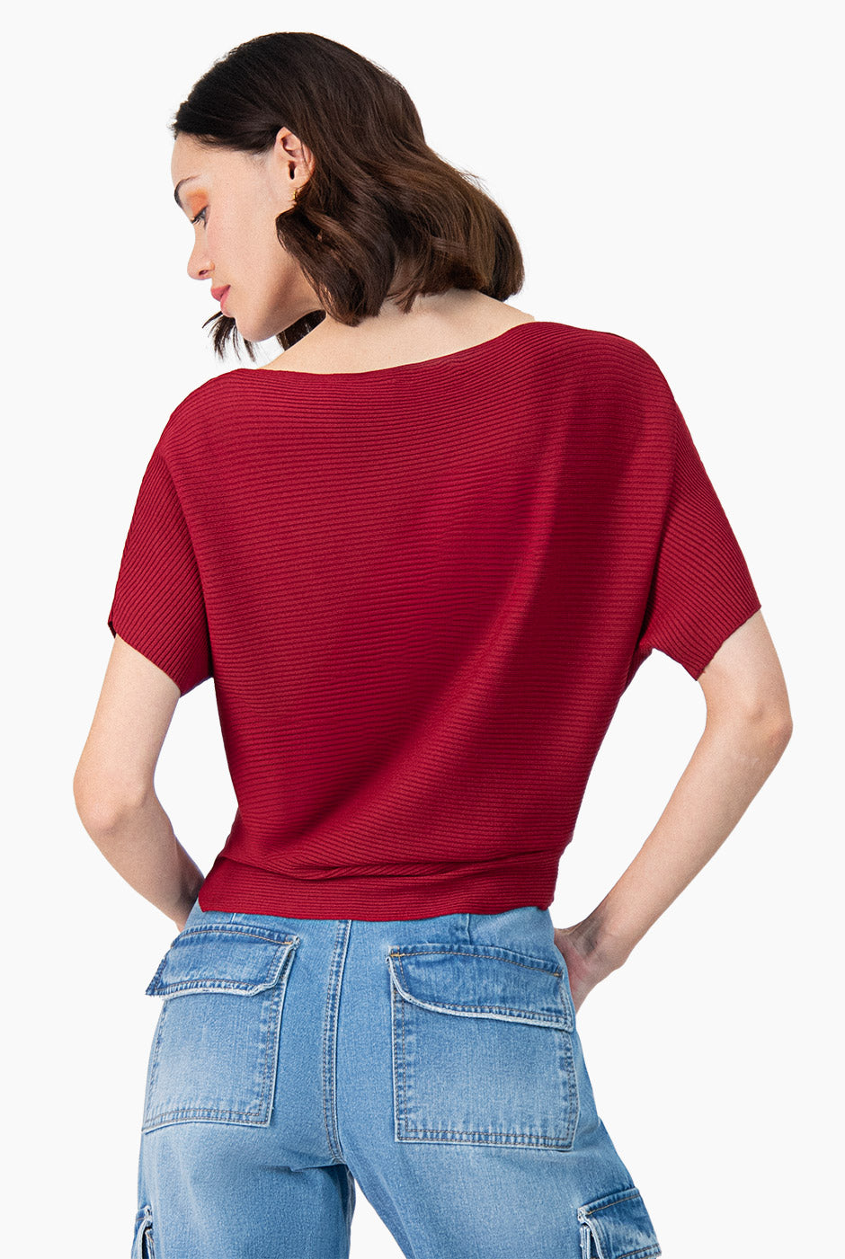 Blusa manga corta color vino