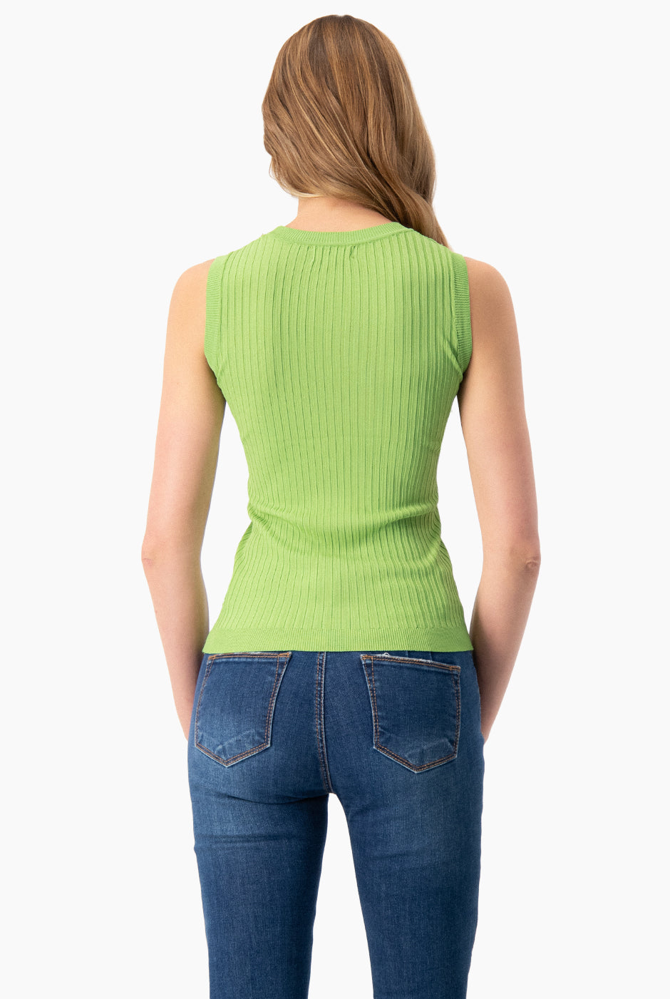 Blusa sin mangas color verde botella