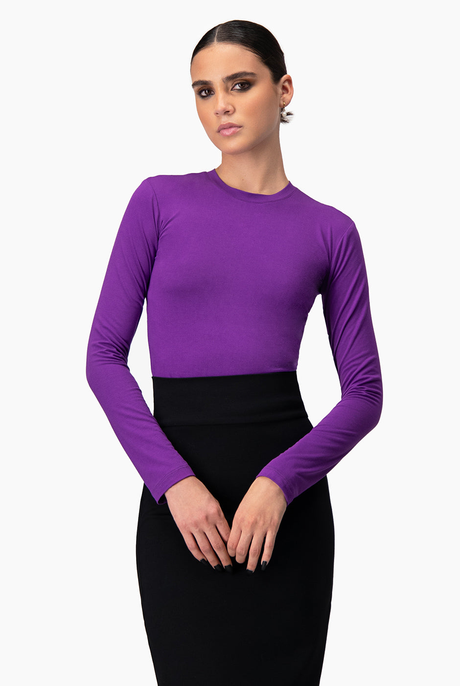 Playera basica de manga larga morado