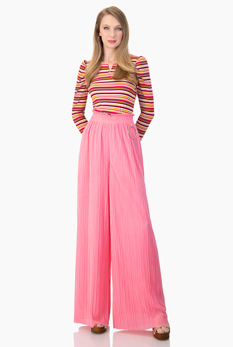 Blusa recta de manga larga y escote en V
