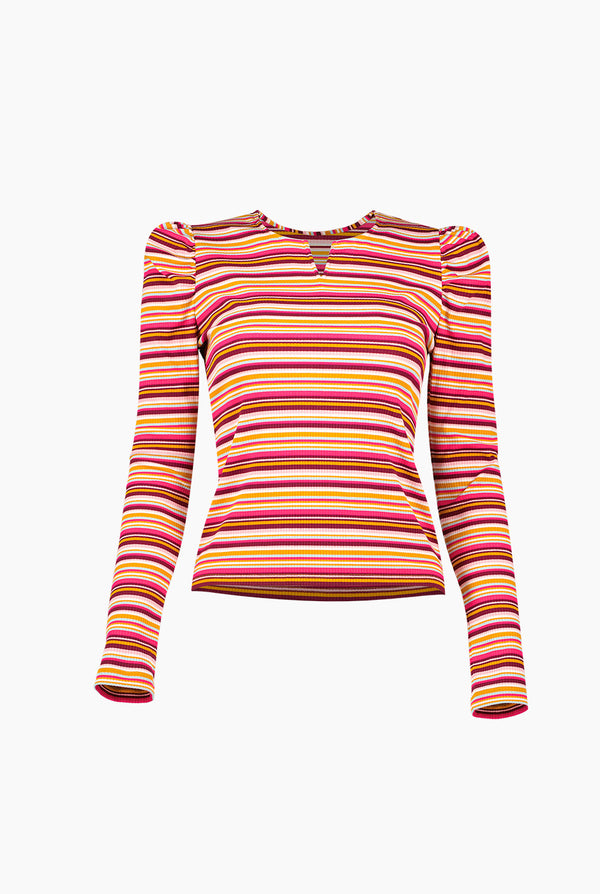 Blusa recta de manga larga y escote en V