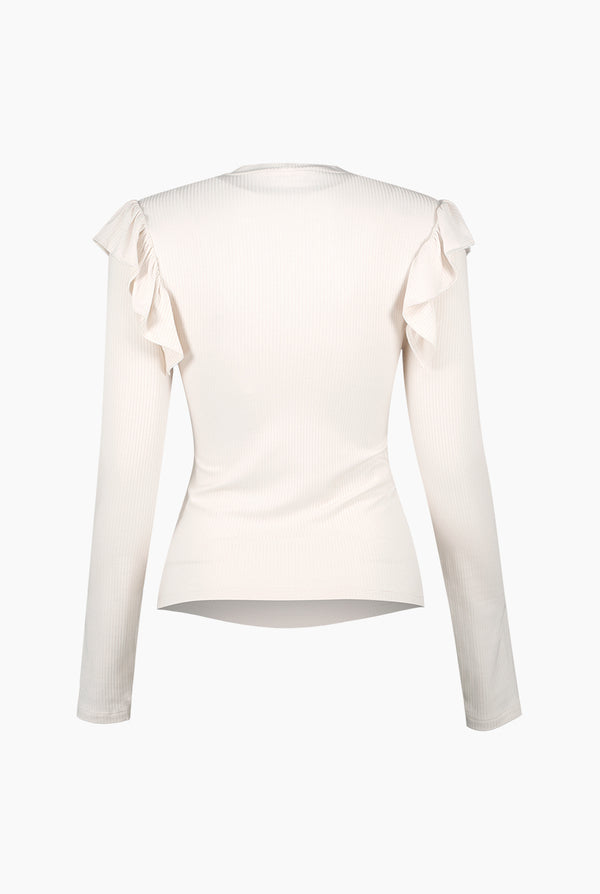 Top de cuello redondo con olan en sisa