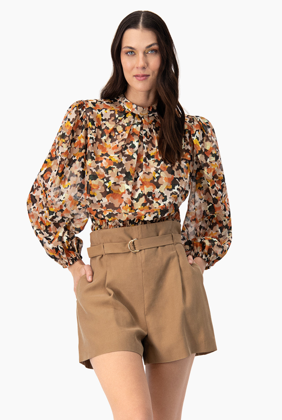 Blusa recta de manga larga amplia