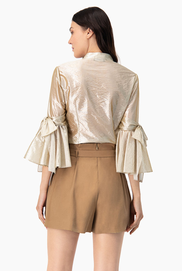 Blusa recta traslucida de manga larga
