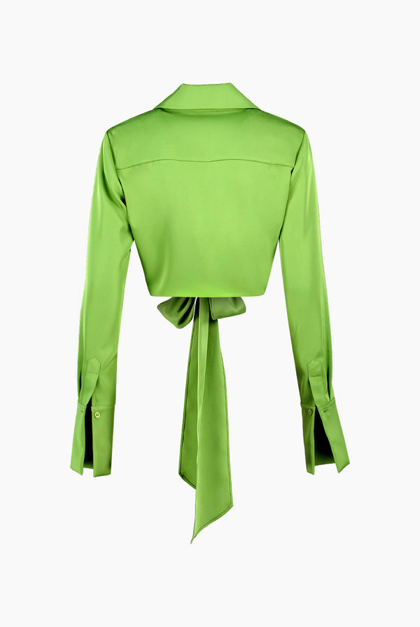 Blusa de manga larga con amarre frontal