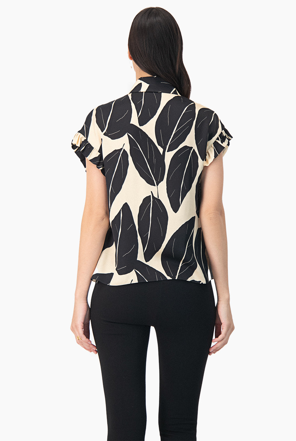 Blusa camisera de manga volantes estampada