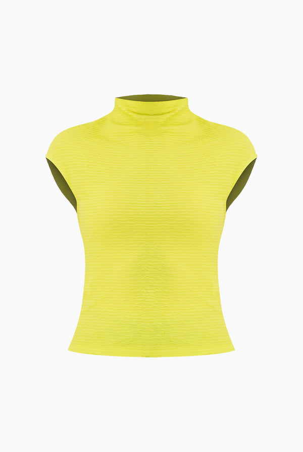 Blusa recta verde de cuello alto