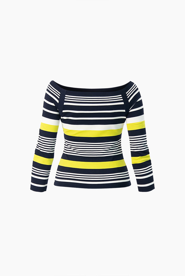 Blusa de rayas y de hombro caido