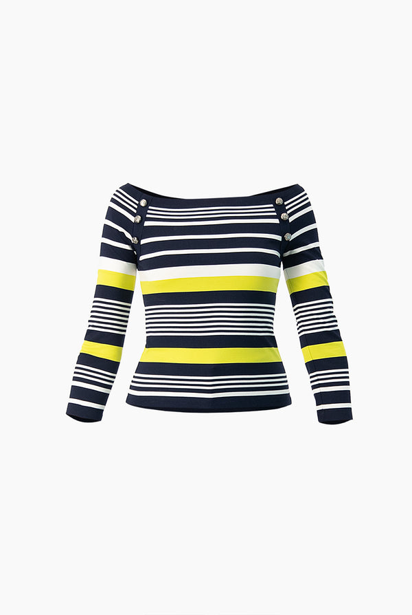 Blusa de rayas y de hombro caido