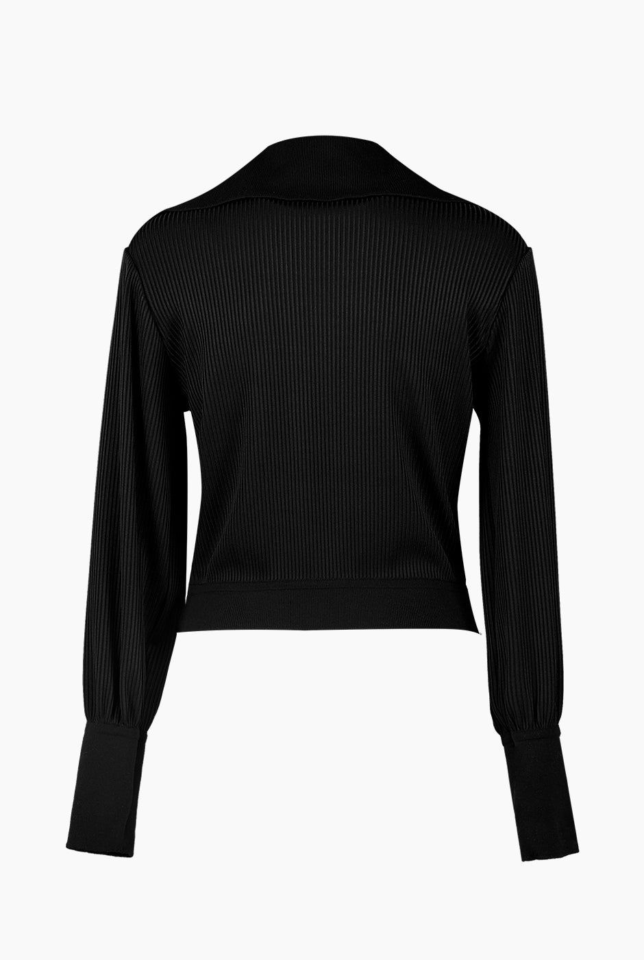 Blusa recta negra con cuello y puños de Ivonne