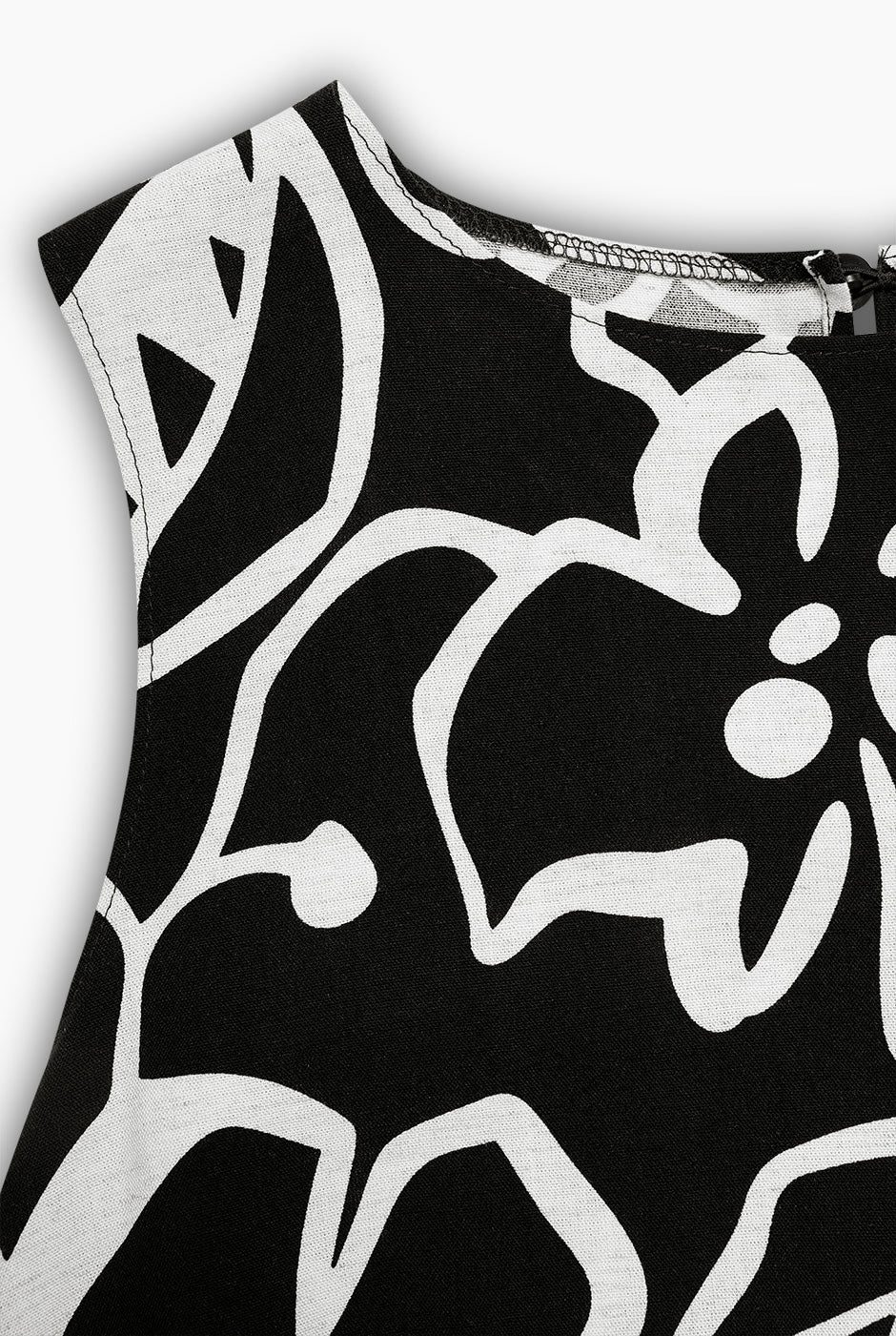 Top corto negro con espalda abierta y estampado de Ivonne, elegante y sofisticado