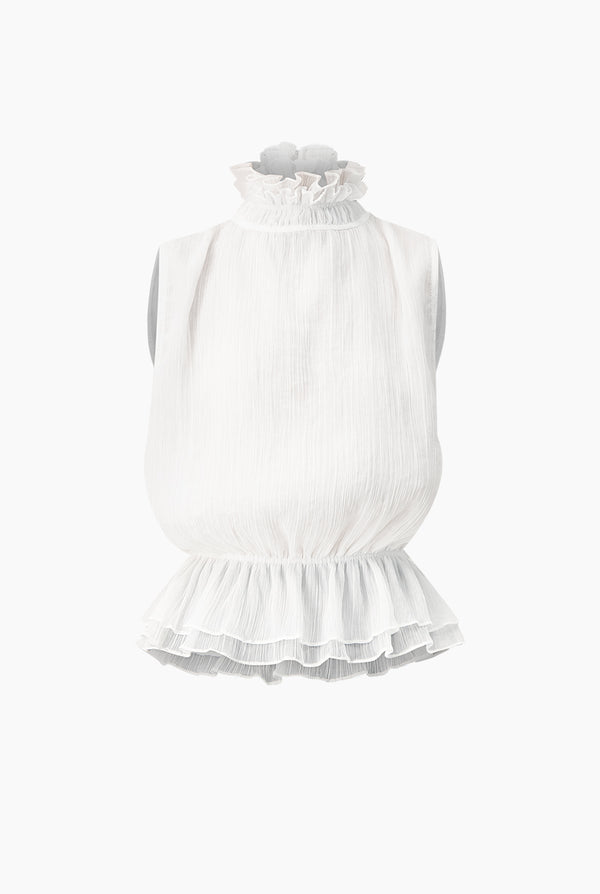 Blusa blanca de cuello alto