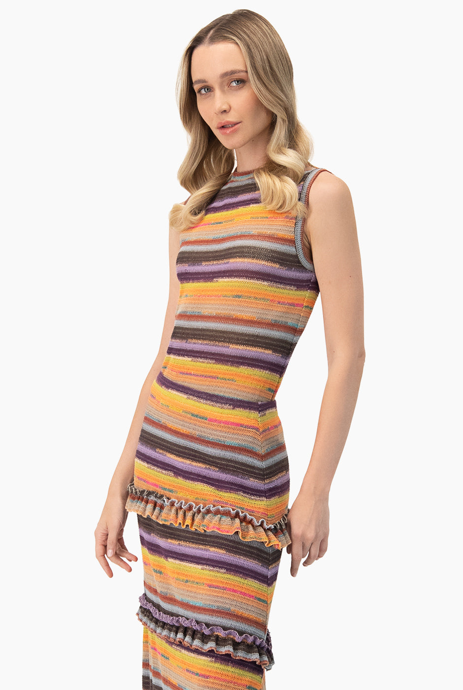 Top tejido sin mangas multicolor de algodón