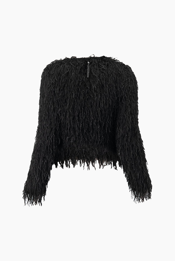 Blusa Negra Textura Peluche