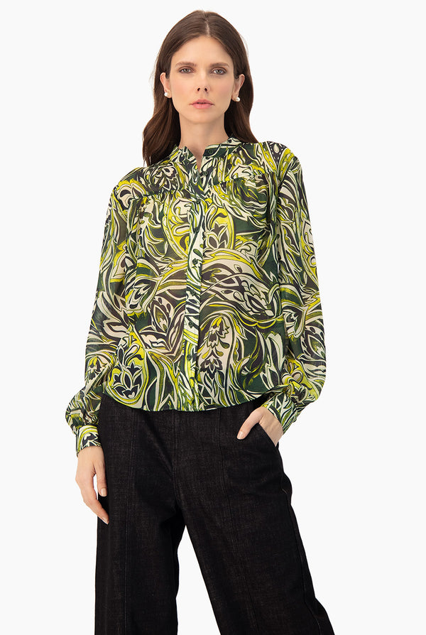 Blusa Verde Estampada Casual