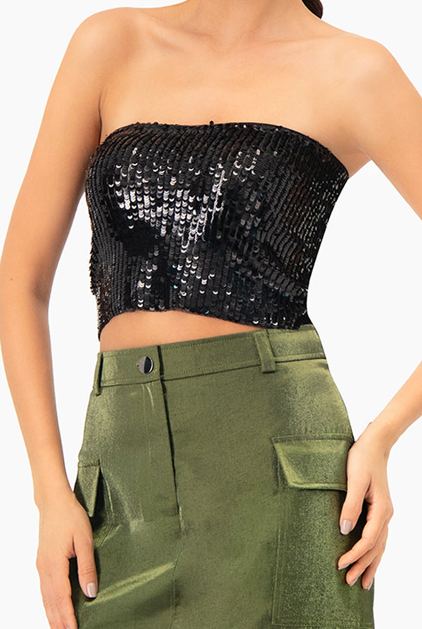 Top Tubo Negro Lentejuelas