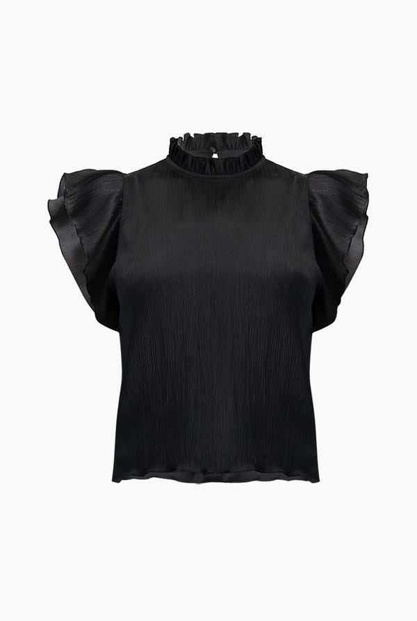 Blusa Negra Elegante con Volantes