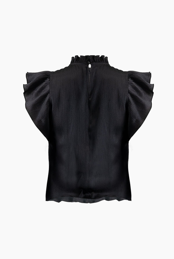 Blusa Negra Elegante con Volantes